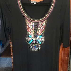 Black Dress with Embroidery-Neiman Marcus label